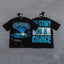 GLAZA GOD Men's Y2K Graphic Oversized T-Shirt – Blue Print Streetwear Double-Sided Casual Tee