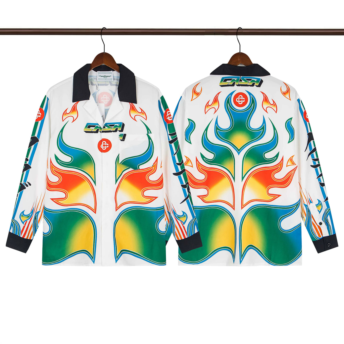 Casablanca Flame Tropical Print Long Sleeve Overshirt Jacket Unisex