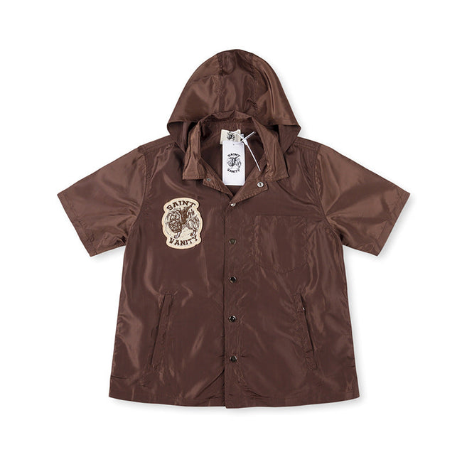 SAINT VANITY Short-Sleeve Hooded Coach Jacket - Brown Hover Image