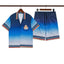 Casablanca Royal Blue Gradient Graphic Allover Print Shirt & Shorts Two Piece Set