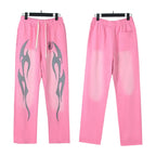 Hellstar flare black pants Niche wash water splicing hooded sweatshirt suit trousers flared pants (36)