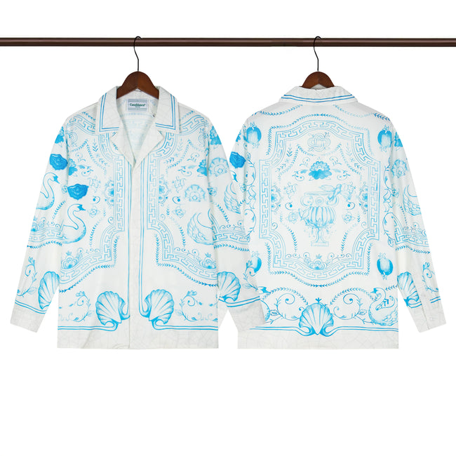 Casablanca Light Blue Sketch Palace Art Long Sleeve Overshirt Jacket Unisex Hover Image