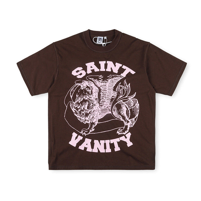 SAINT VANITY Winged Creature Graphic Short-Sleeve T-Shirt - Brown / Pink Hover Image