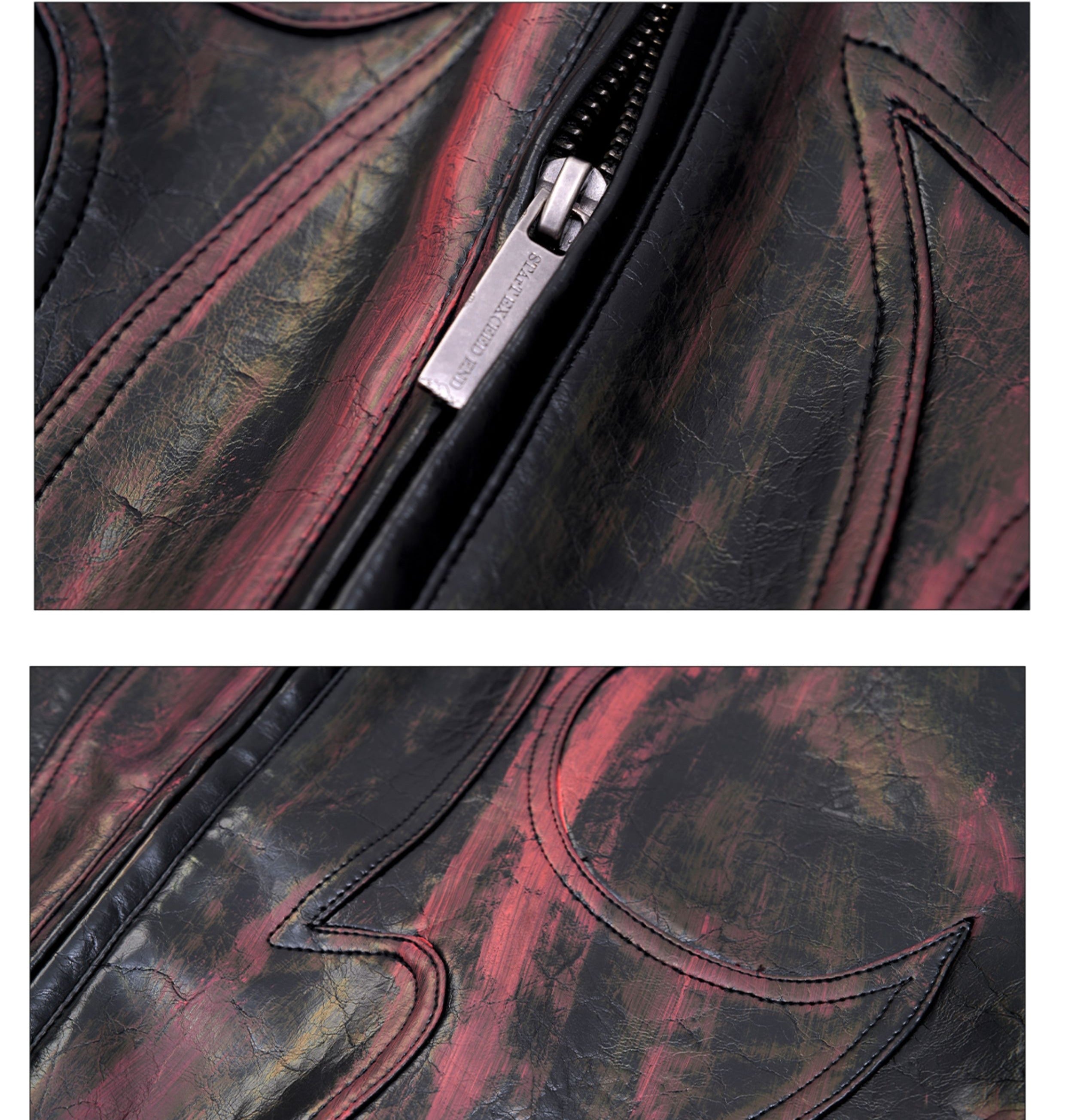 Stand Collar Leather Motorcycle Jacket