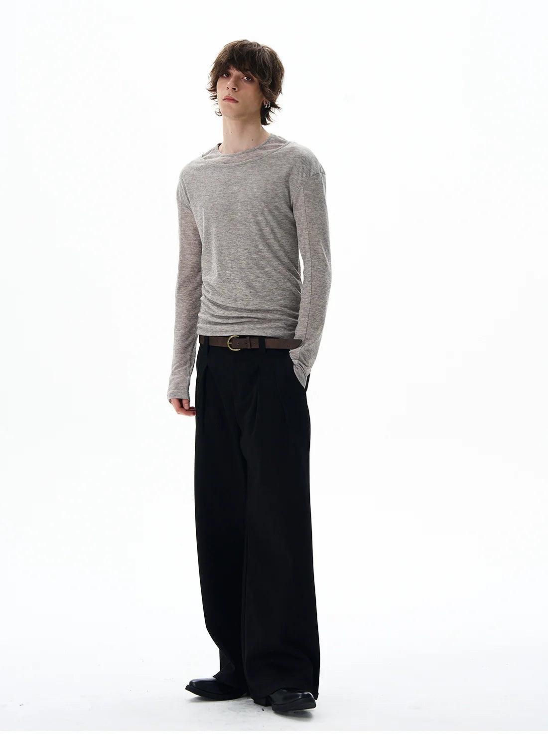 Double-Layer Collar Long-Sleeve Pullover
