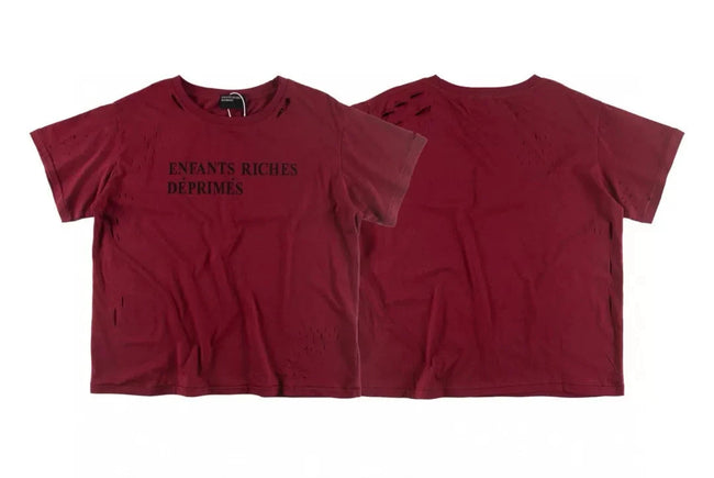 Enfants Riches Déprimés Distressed Logo Burgundy Tee Hover Image