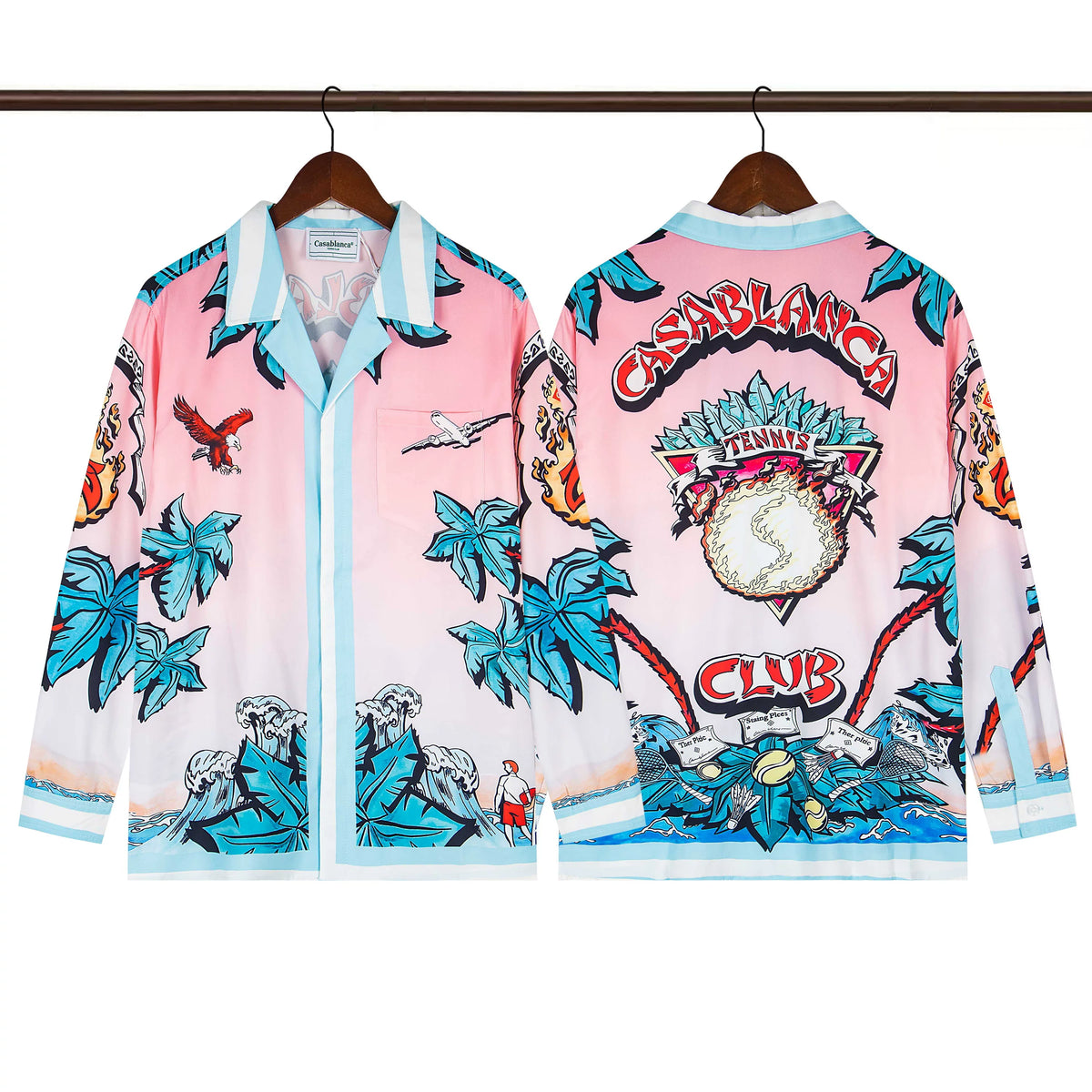 Casablanca Pink Casa Sports Crest Long Sleeve Overshirt Jacket Unisex