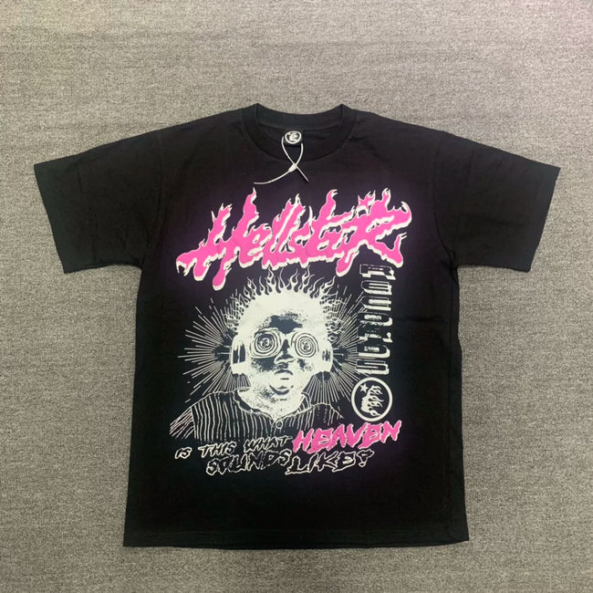 HELLSTAR Heaven Vintage Washed Short Sleeve Tee Black Streetwear T‑Shirt Hover Image