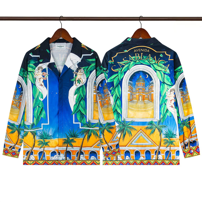 Casablanca Palm Arch Temple Scene Long Sleeve Overshirt Jacket Unisex Hover Image