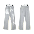 Hellstar flare black pants Niche wash water splicing hooded sweatshirt suit trousers flared pants (36)