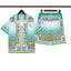 Casablanca Green Stripe Ocean Landscape Allover Print Shirt & Shorts Two Piece Set