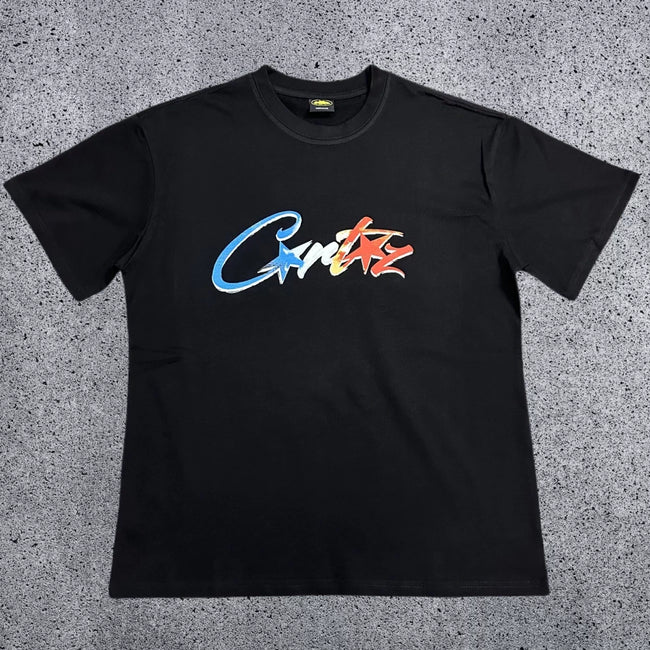 Corteiz Script Logo T-Shirt – Black/Multi Hover Image