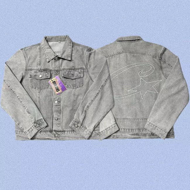 Corteiz Heavyweight Denim Jacket Grey Hover Image