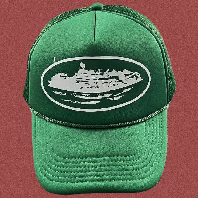 Cortiez Bold White Oval Ship Logo Trucker Hat - Green Hover Image