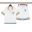 Casablanca White Base Orange Wavy Trim Tennis Logo Shirt & Shorts Two Piece Set