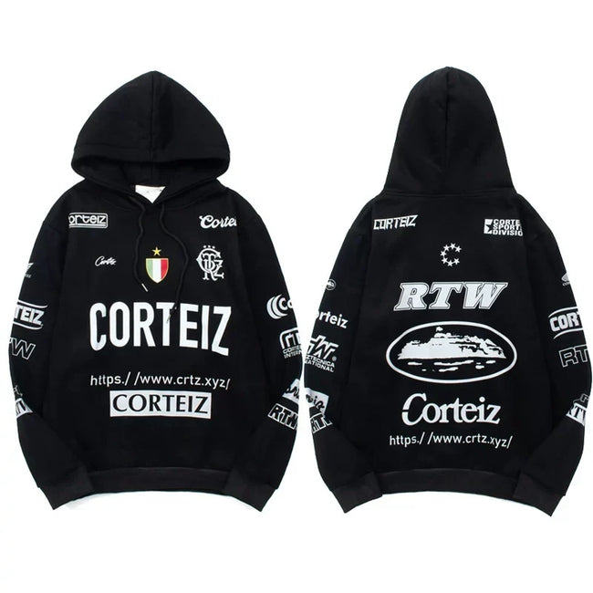Corteiz All-Over Multi-Logo Heavyweight Hoodie - Black Hover Image