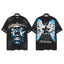HELLSTAR Blue Angel Wings Portrait Graphic Oversized T‑Shirt Black Washed Streetwear Tee