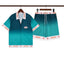 Casablanca Teal Solid Color Chest Logo Shirt & Shorts Two Piece Set