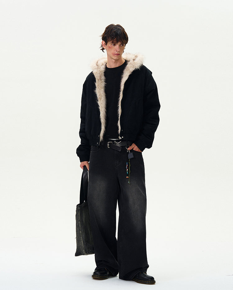 Faux Fur Hooded Insulated Casual Jacket