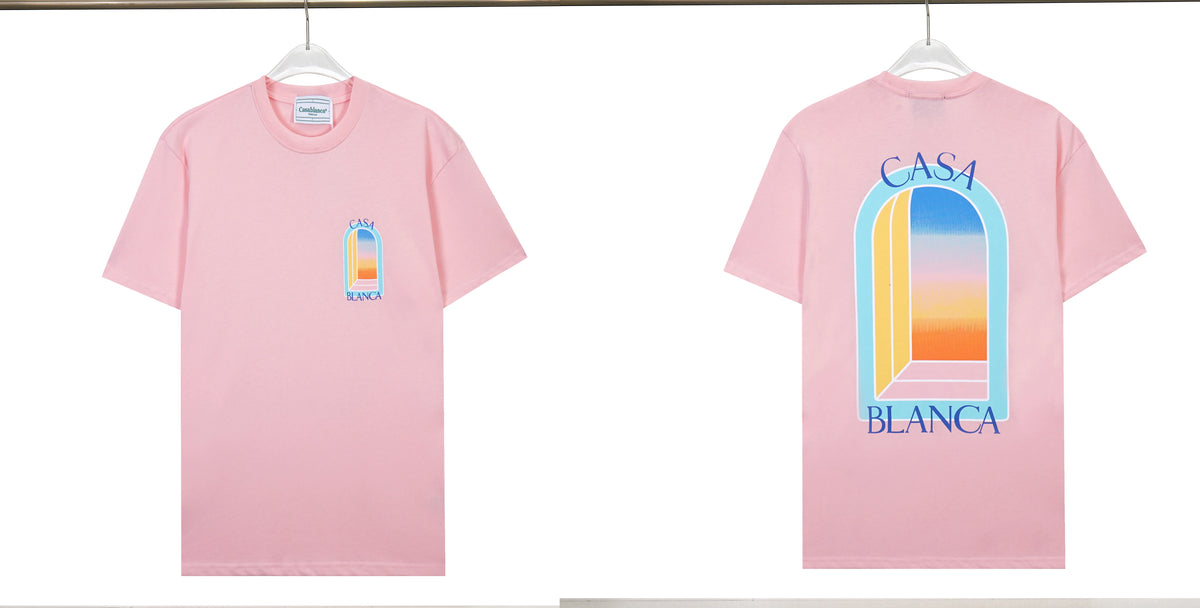 Casablanca Gradient Arch Logo Pink Short Sleeve T-Shirt