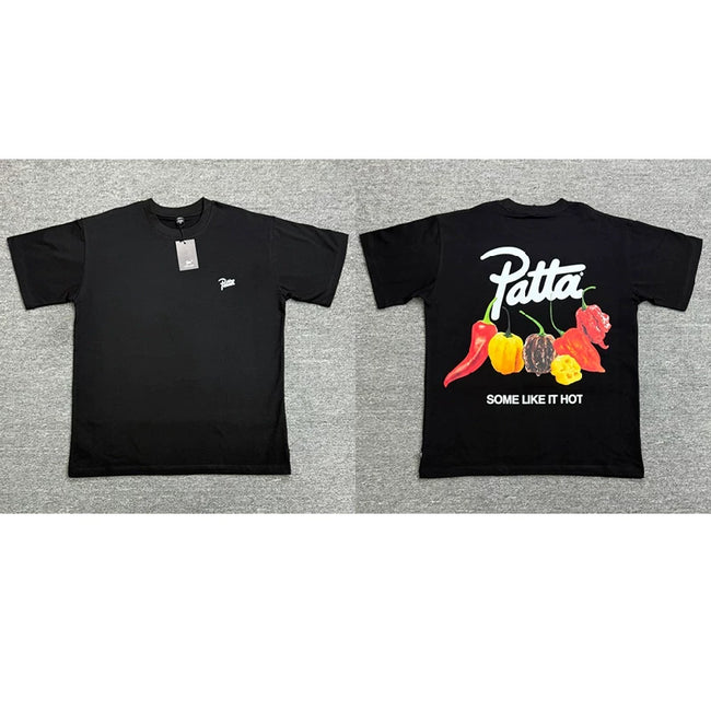 Patta Color Pepper Vegetable Graphic Black Short Sleeve T-Shirt Unisex Hover Image