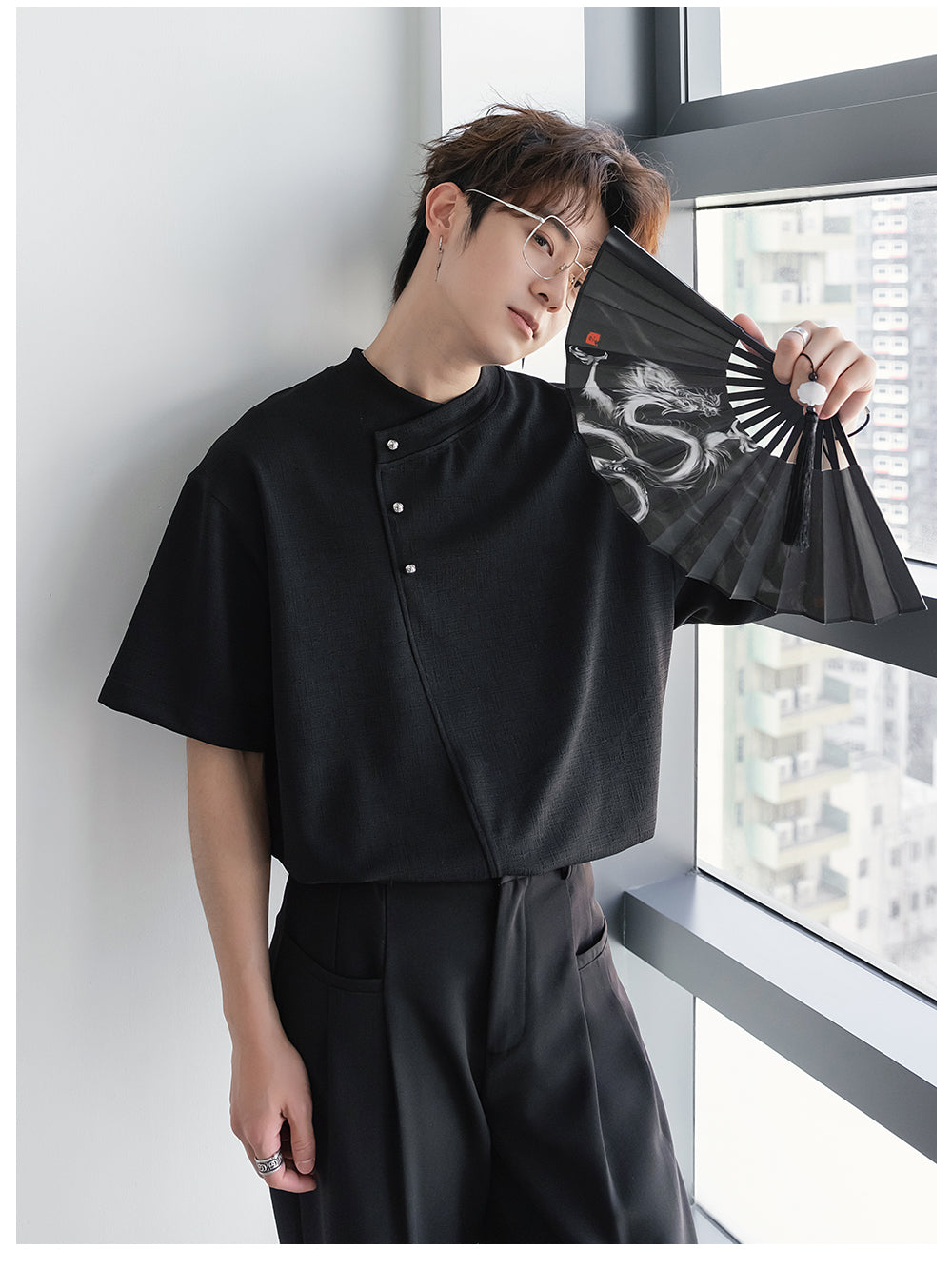 Button Short-Sleeve T-shirt