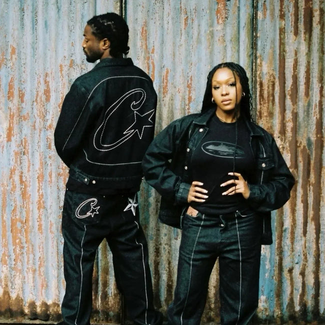 Corteiz Heavyweight Denim Jacket Black Main Image