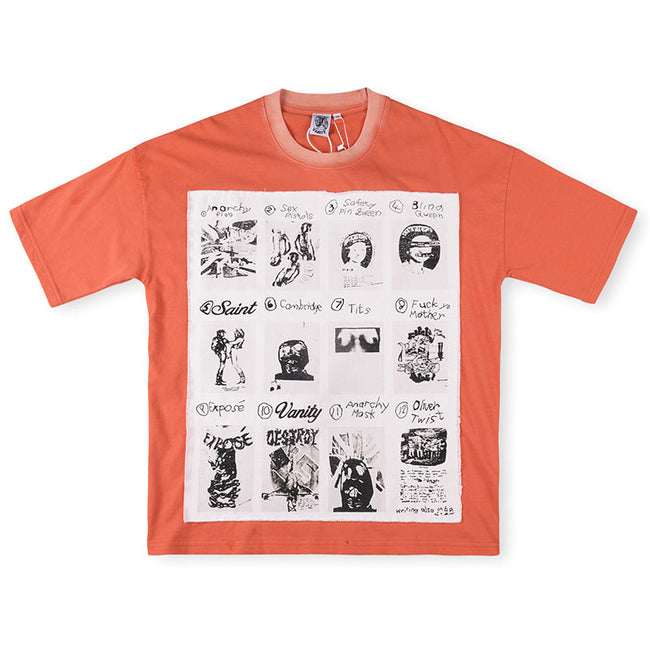 SAINT VANITY Multi-Panel Collage Graphic Short-Sleeve T-Shirt - Orange Hover Image