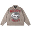 Saint Vanity Bull Graphic Zip Work Jacket - Khaki