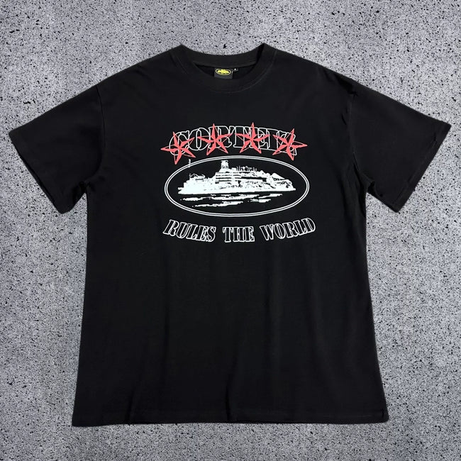 Corteiz Cruise Ship Rules The World T-Shirt – Black Hover Image