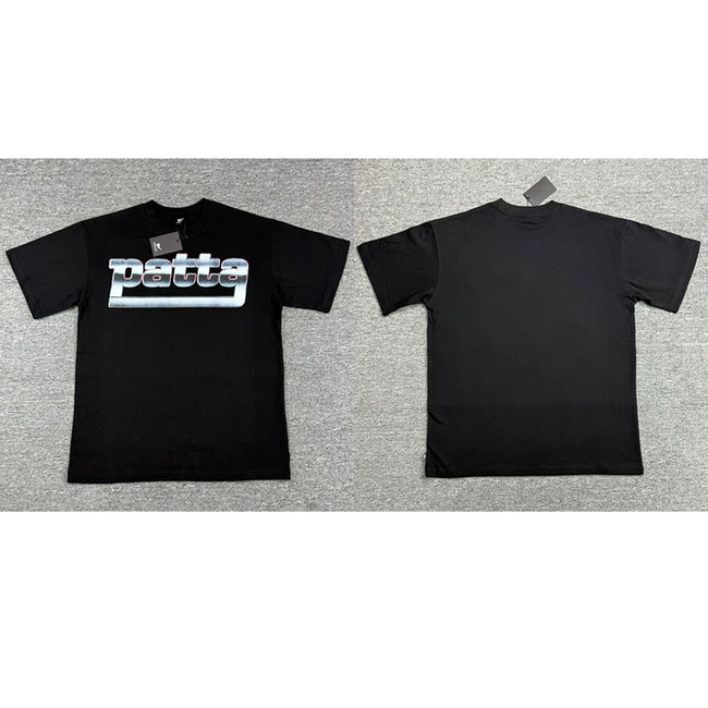 Patta Classic Text Logo Black Short Sleeve T-Shirt Unisex Hover Image