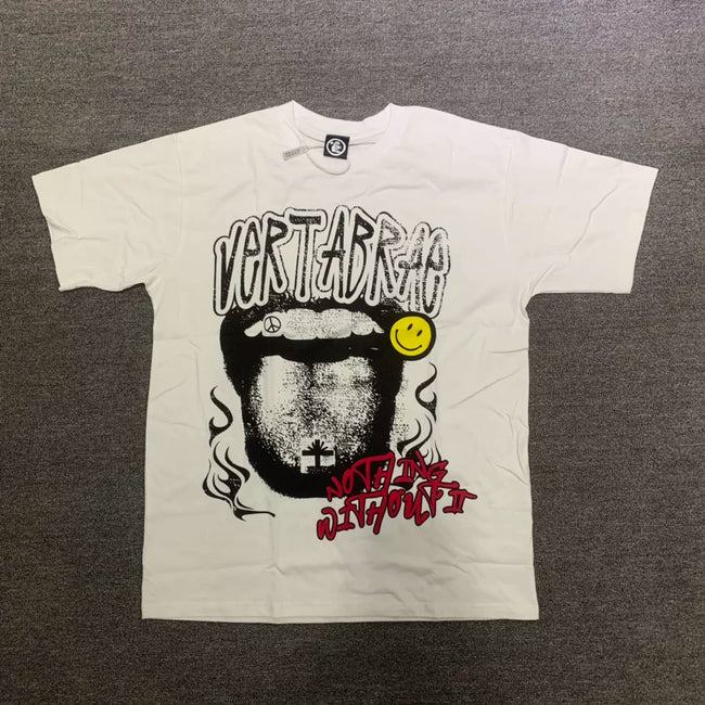 HELLSTAR Vertabrae Vintage Washed Short Sleeve Tee White Streetwear T‑Shirt Hover Image
