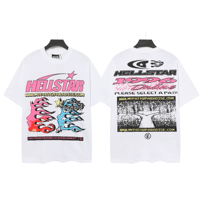 HELLSTAR 1996 Creation Double‑Sided Vintage Washed Short Sleeve Tee White Streetwear T‑Shirt Hover Image