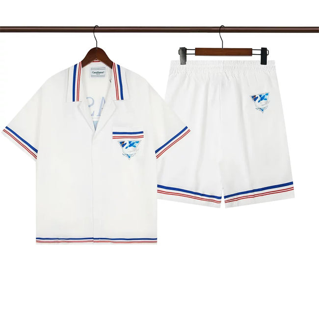 Casablanca Striped Collar Tennis Club Shirt & Shorts Two Piece Set Hover Image