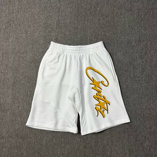 Corteiz Signature Script Logo Heavyweight Shorts white/yellow Hover Image