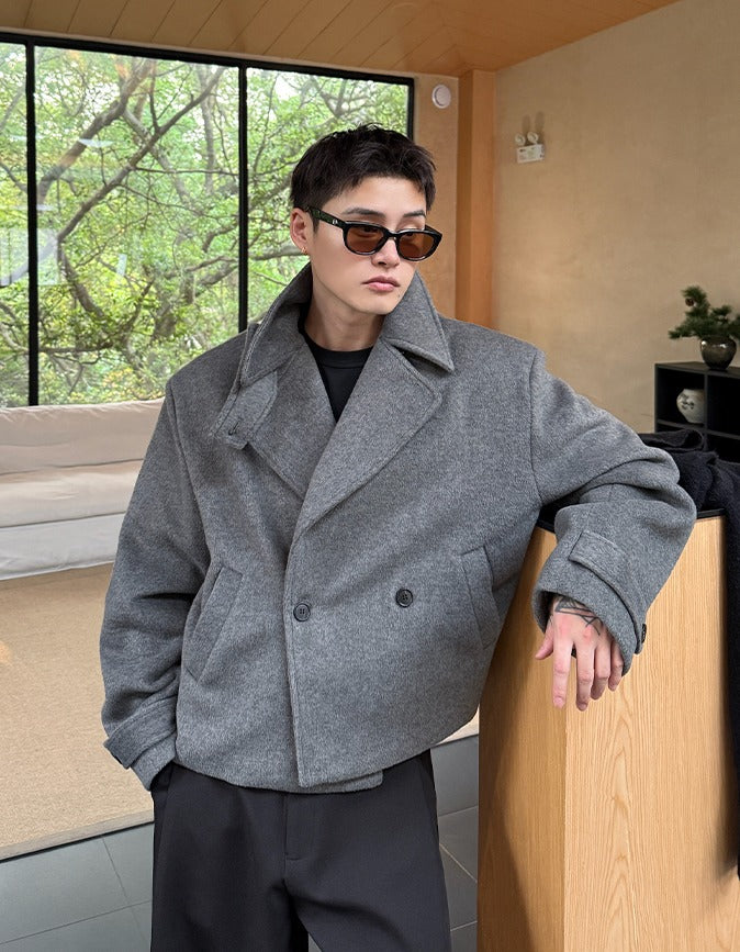 Oversized Wool Short Lapel Jacket