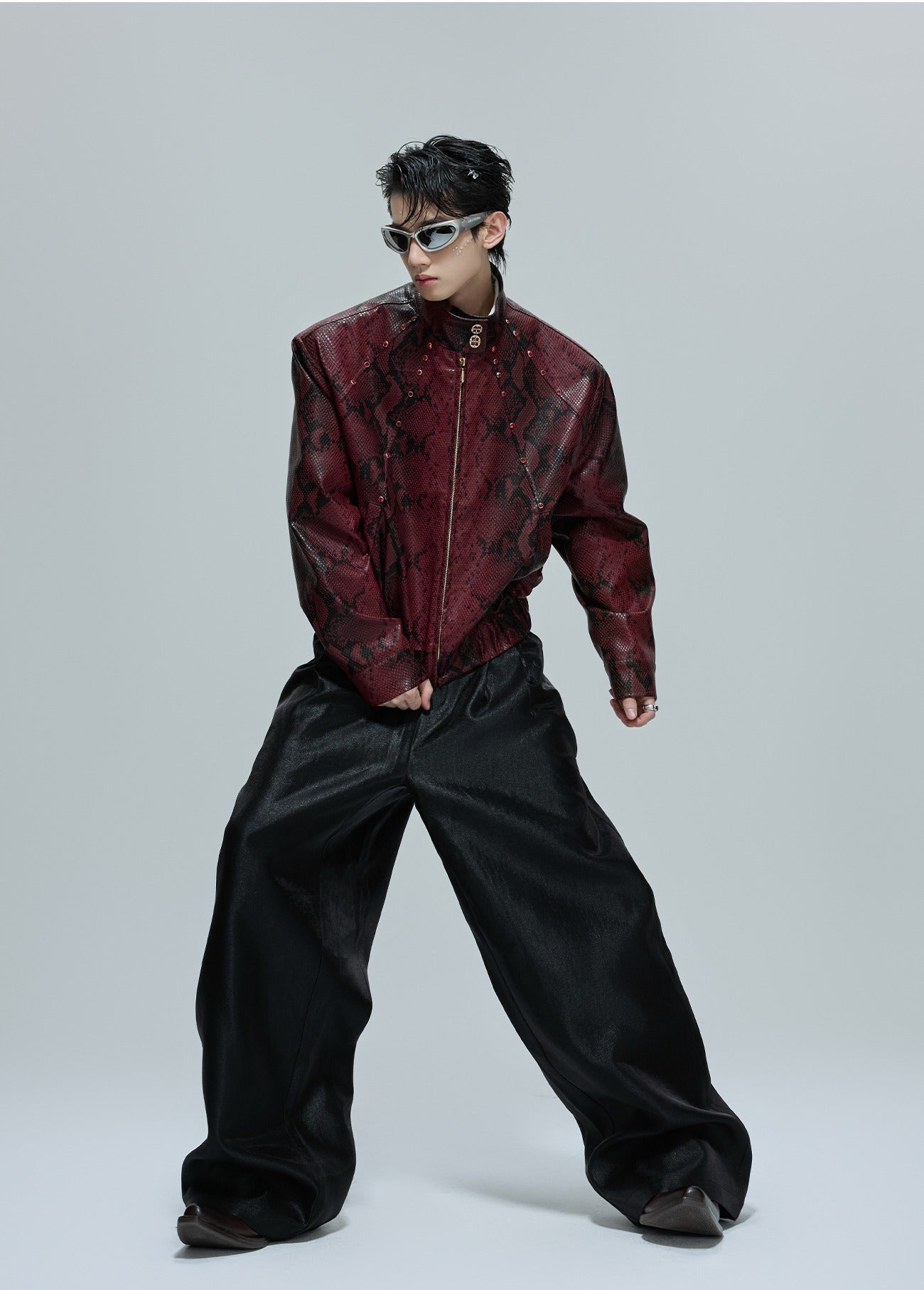 Python Texture Leather Jacket
