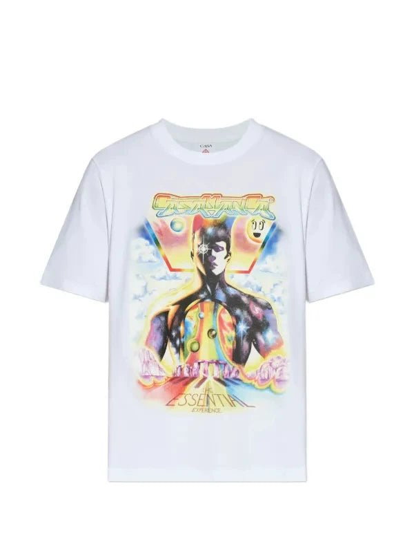 Casablanca Vibrant Character Art Graphic Print White Short Sleeve T-Shirt Hover Image