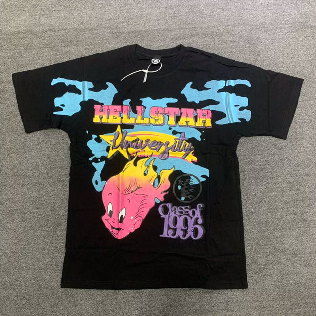HELLSTAR University Class Of 1996 Vintage Washed Short Sleeve Tee Black Streetwear T‑Shirt Hover Image