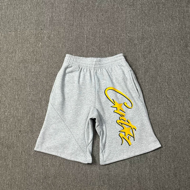 Corteiz Signature Script Logo Heavyweight Shorts grey/yellow Hover Image