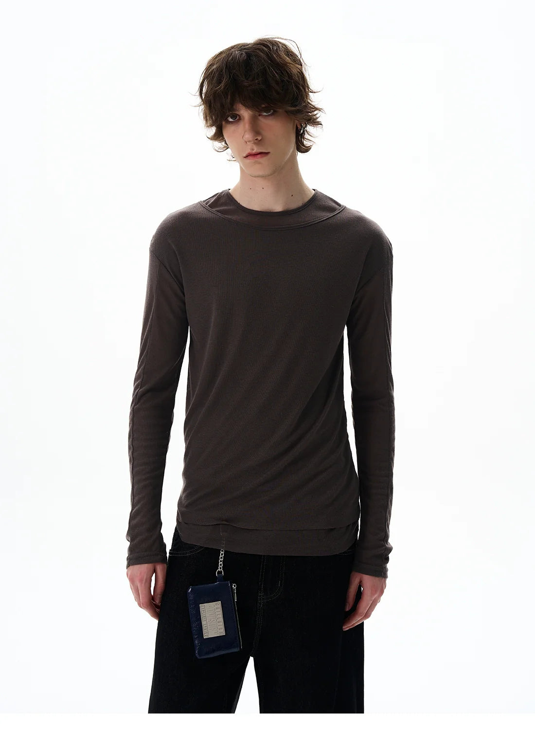 Double-Layer Collar Long-Sleeve Pullover