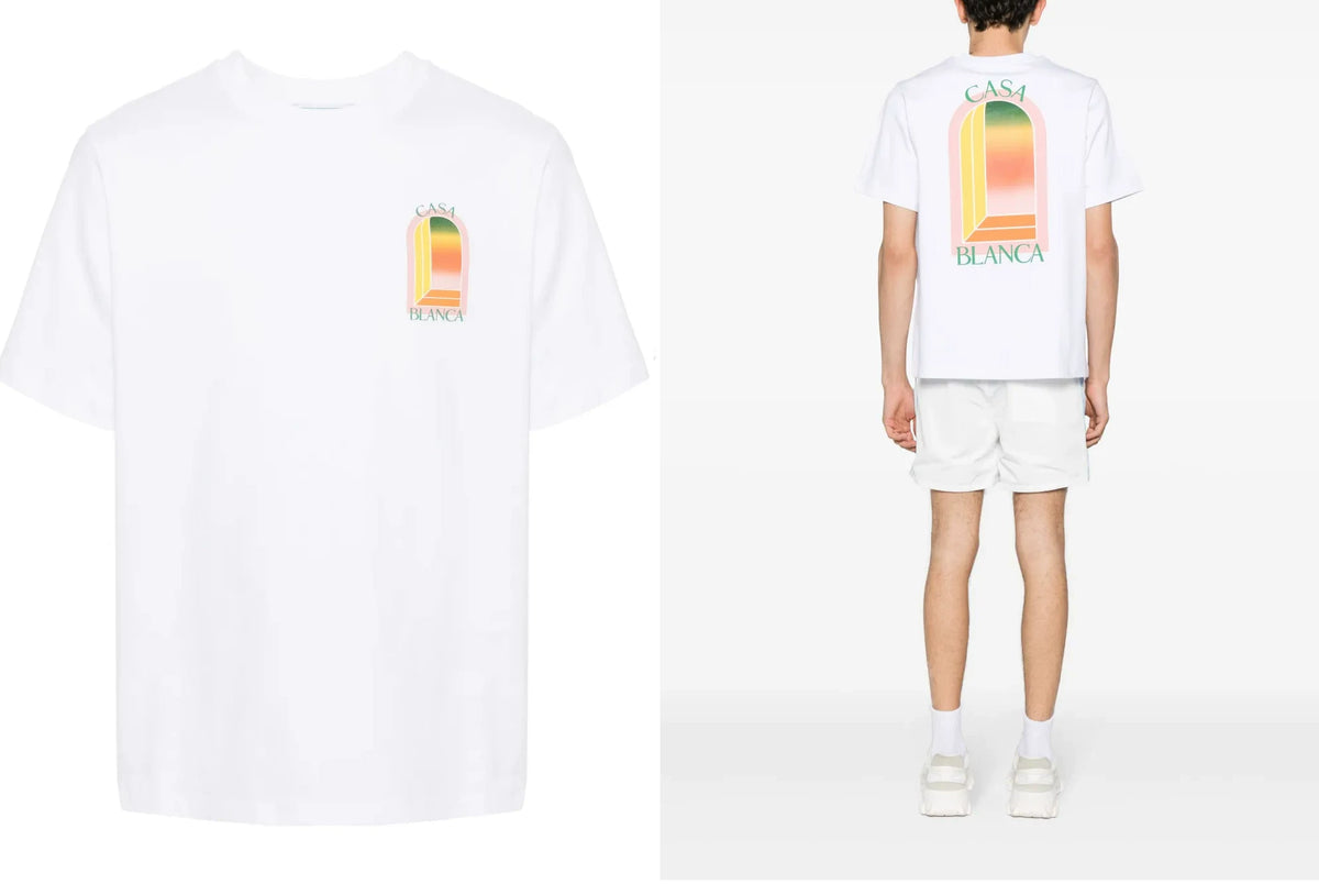 Casablanca Gradient Sunset Arch Graphic White Short Sleeve T-Shirt