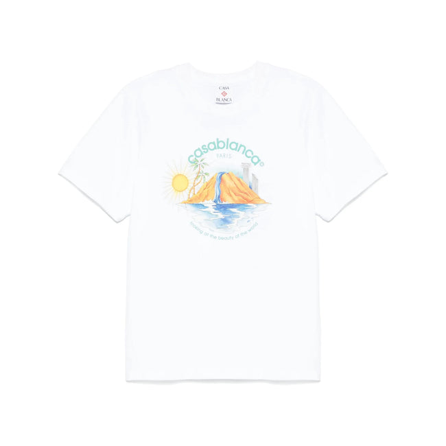 Casablanca Sunset Sailboat Graphic Print Short Sleeve T-Shirt Hover Image