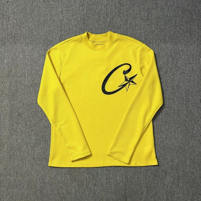 Corteiz C-Star Logo Long Sleeve Thermal Tee - Yellow Hover Image