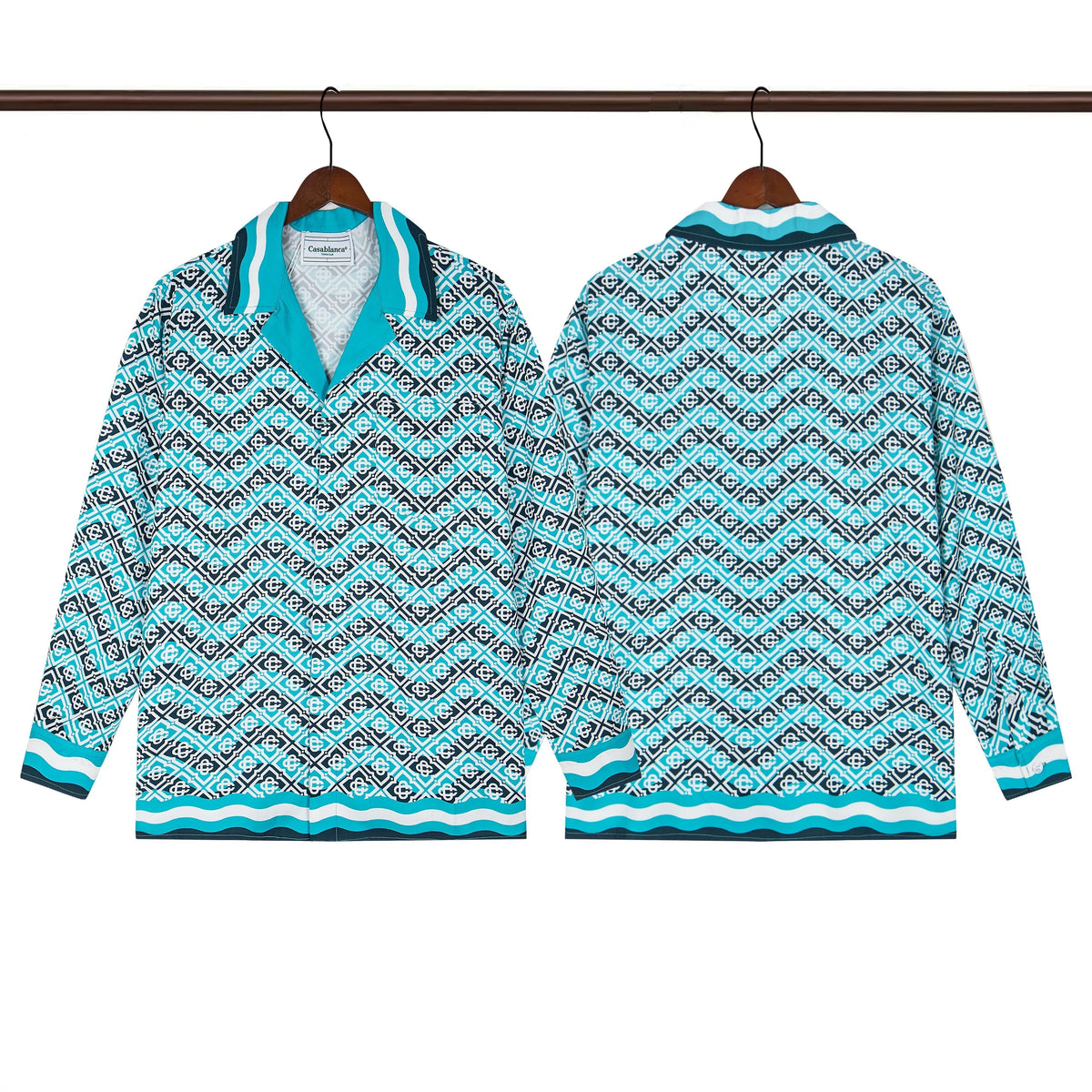Casablanca Blue Chevron Zigzag Long Sleeve Overshirt Jacket Unisex