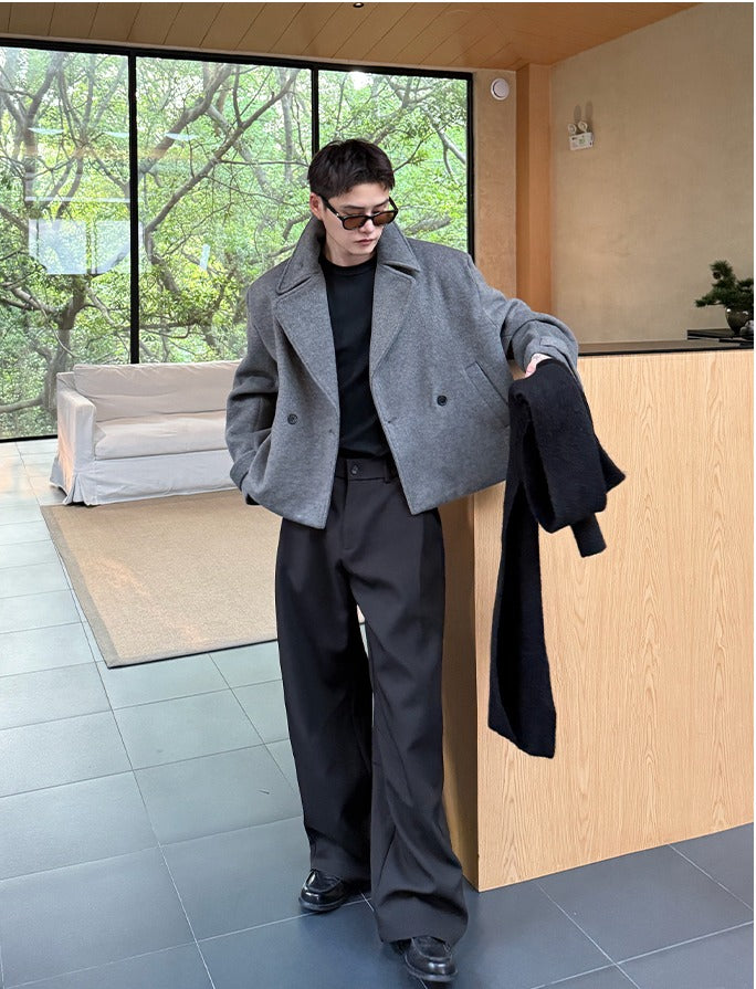 Oversized Wool Short Lapel Jacket