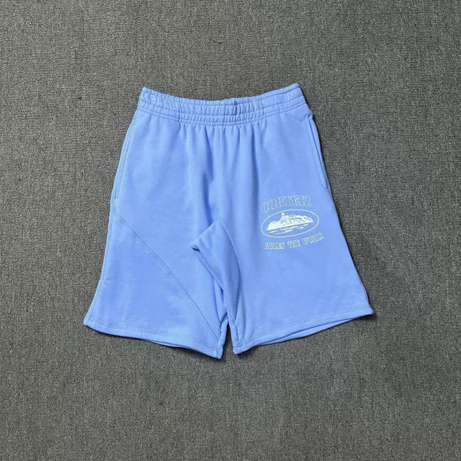 Corteiz Alcatraz Island Front Oval Logo Heavyweight Shorts blue Hover Image