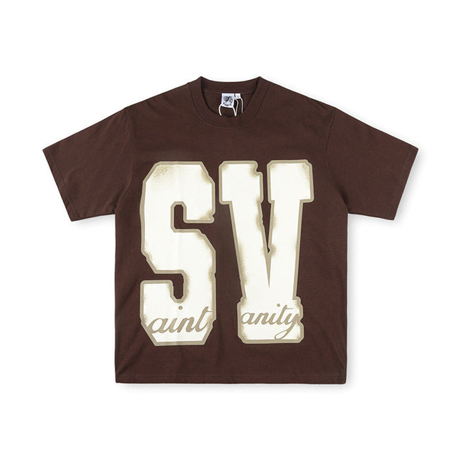 SAINT VANITY SV Logo Short-Sleeve Graphic T-Shirt - Brown Hover Image