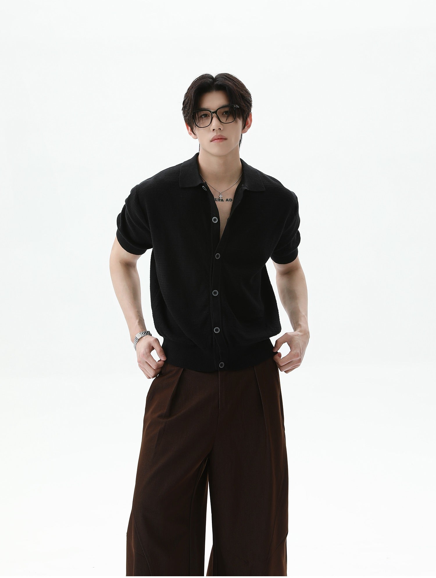 Front buttons Short Sleeve Knit Cardigan