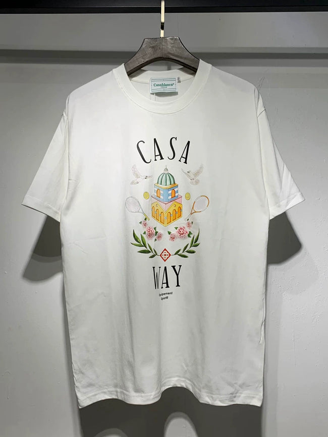 Casablanca Casa Way Floral Arch Graphic White Short Sleeve T-Shirt Unisex Hover Image
